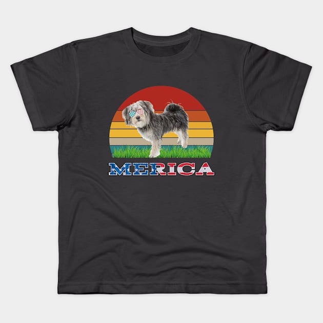 Merica Morkie  Dog Lover Owner Gift Kids T-Shirt by madani04